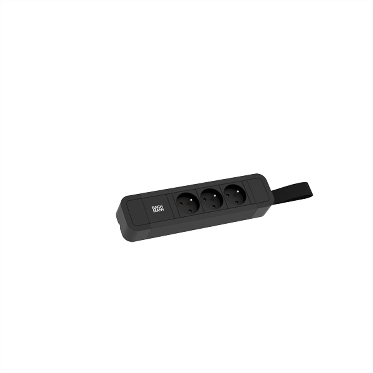 BACHMANN PRIMO 2 Steckdosenleiste, 3×UTE, 2 m, Schutzkontaktwinkelstecker, Schlaufe zum Aufhängen – Schwarz