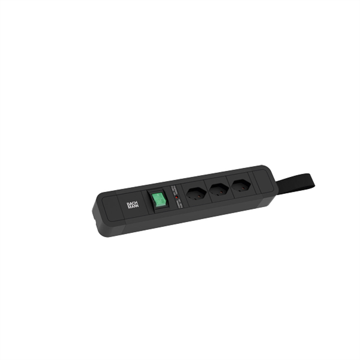 Bachmann PRIMO 2 Steckdosenleiste, 3×T13, mit Schalter, 2 m, 90° Steckdosen, Thermosicherung – Schwarz