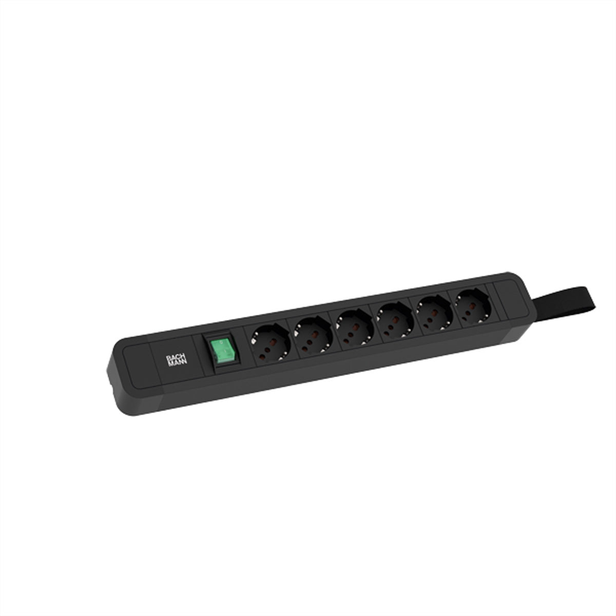 Bachmann PRIMO 2 Steckdosenleiste – 6× P40 (Typ L), 2 m, mit Schalter, Schwarz