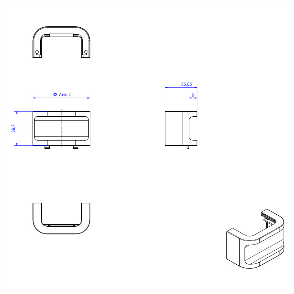 Bachmann PRIMO 2 Steckdosenleiste, Endkappen mit Kabelaufwicklung, 2 Stk., 50×60×40 mm – Blau