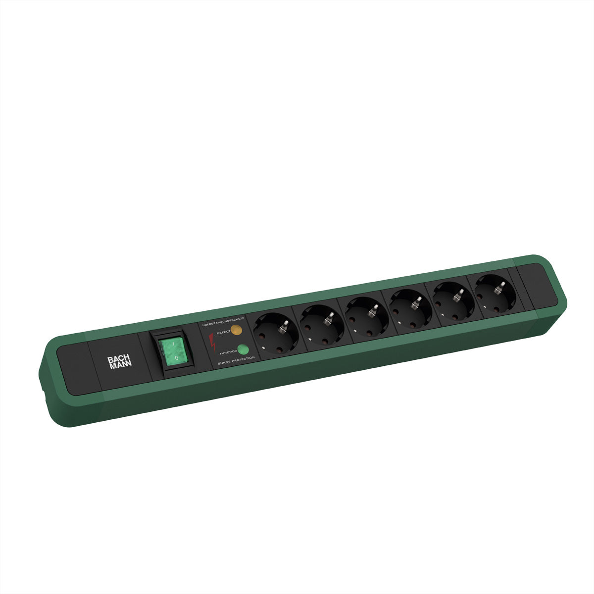 Bachmann PRIMO 2 – Steckdosenleiste, 6× Schuko (Typ F), mit Schalter, Überspannungsschutz, 2 m