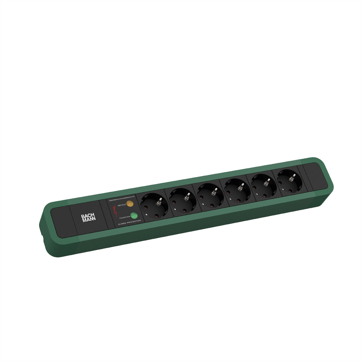 Bachmann PRIMO 2 Steckdosenleiste, 6×Schutzkontakt-Steckdosen (CEE 7/3, Typ F), 2 m Zuleitung – Grün