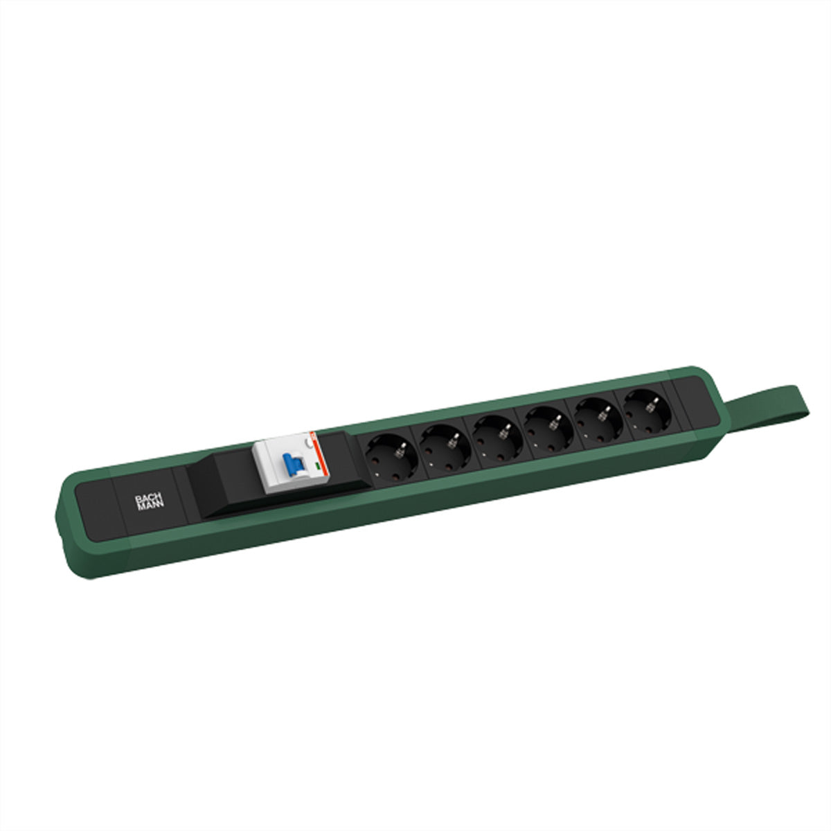 Bachmann PRIMO 2 Steckdosenleiste, 6×T13, 1×FI, Eingang CEE 7/7, 2 m – grün