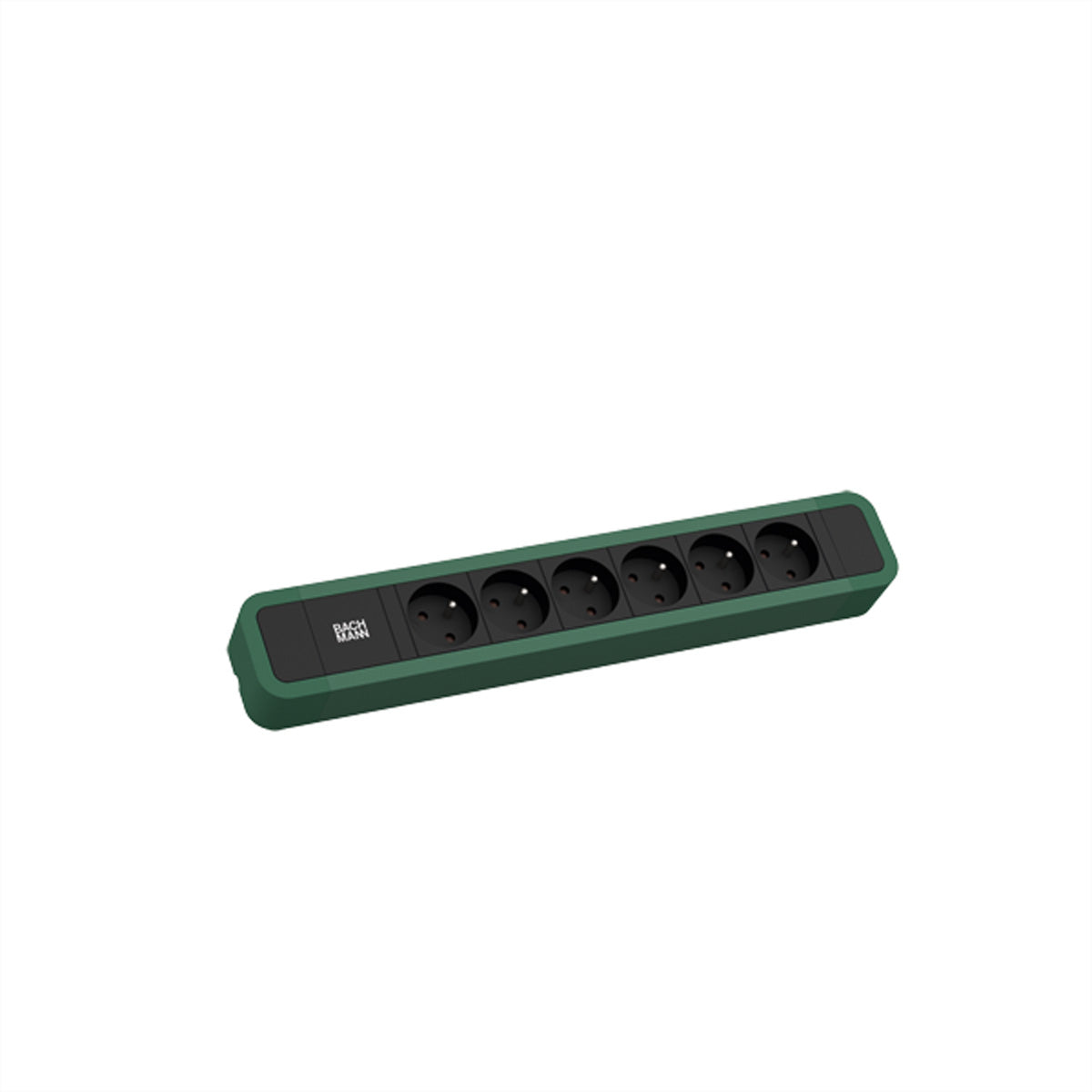 Bachmann PRIMO 2 Steckdosenleiste, 6×UTE, 2 m, Eingang CEE 7/7 (Typ E/F, abgewinkelt), Aluminiumprofil – Grün