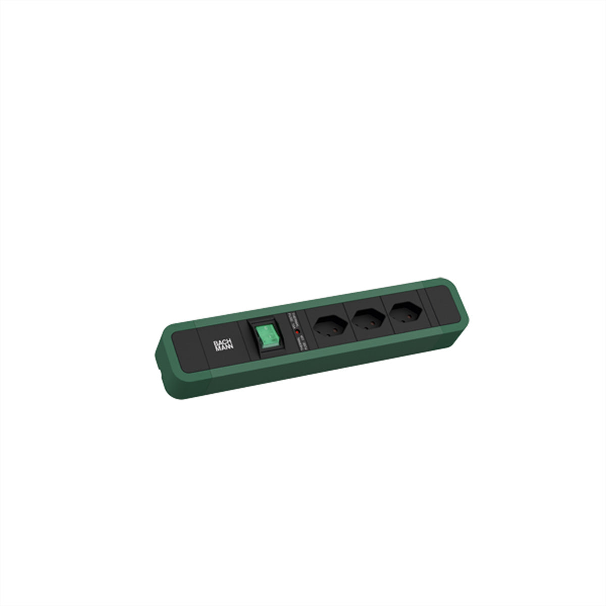 BACHMANN PRIMO 2 Steckdosenleiste, 3×T13, mit Schalter, 2 m, Eingang T12 – Grün