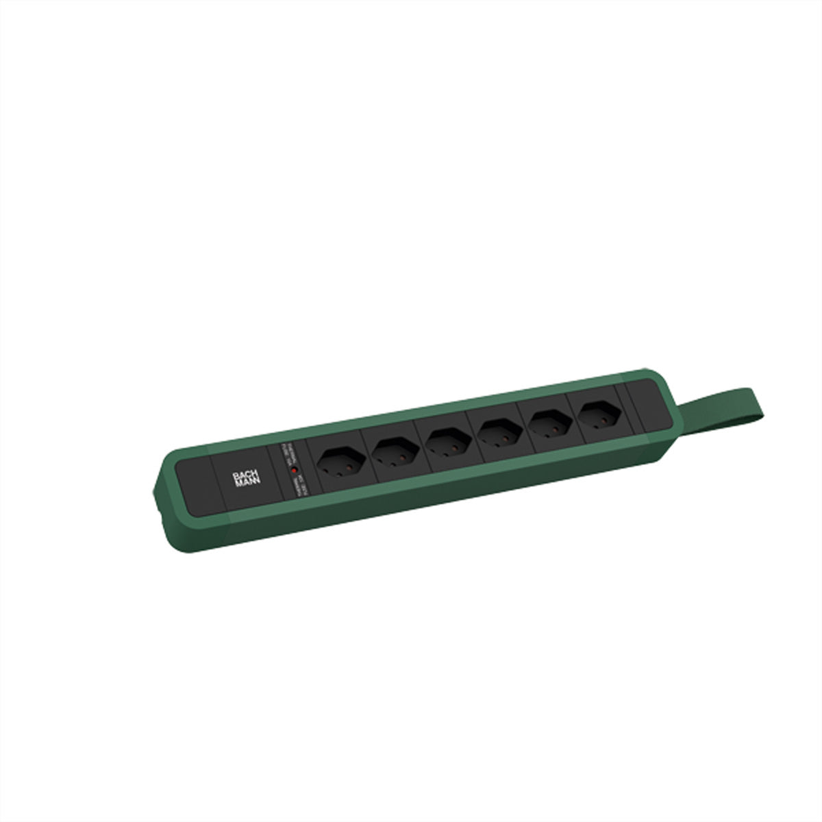 Bachmann PRIMO 2 Steckdosenleiste – 6× T13, 2 m, ohne Schalter, grün