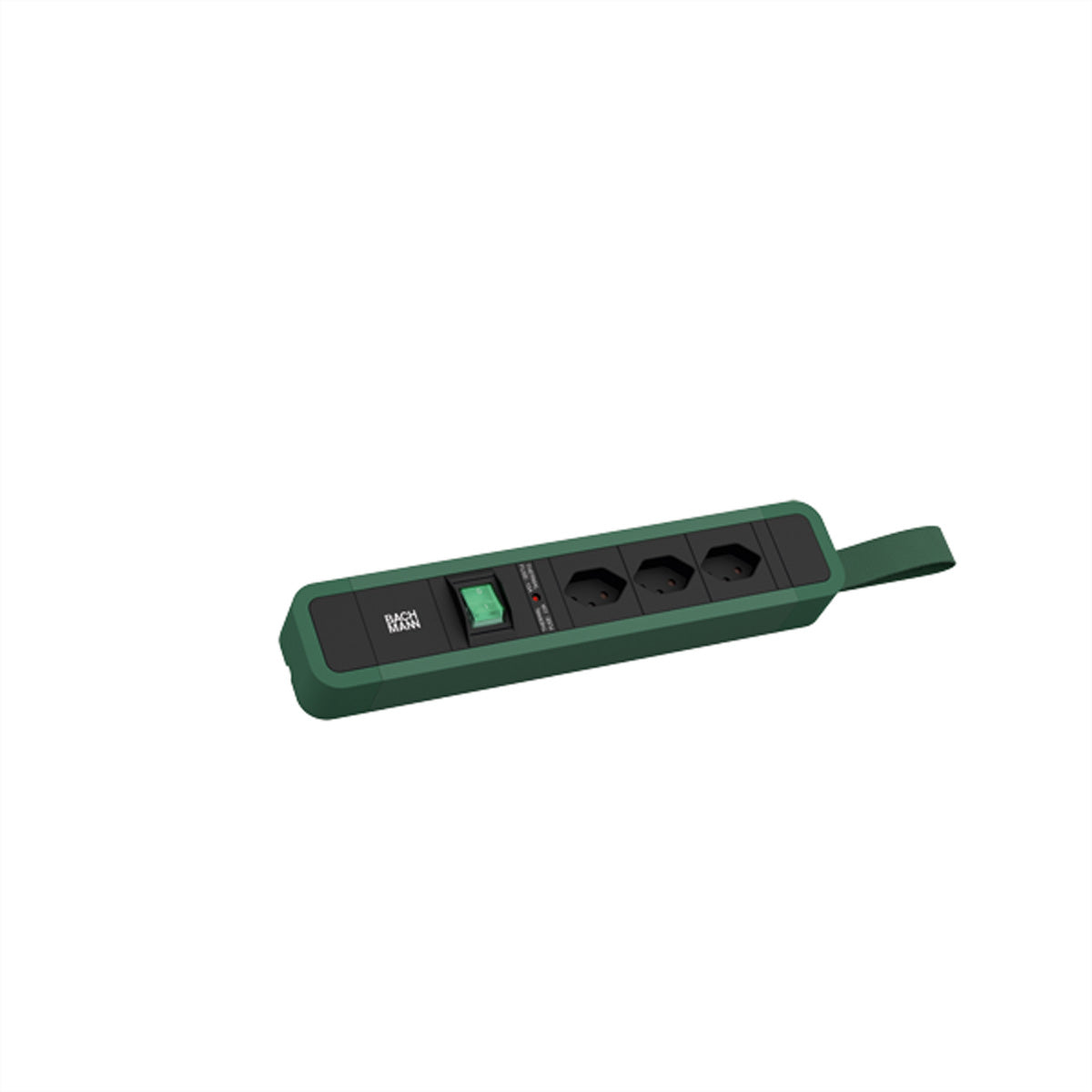 Bachmann PRIMO 2 Steckdosenleiste, 3×T13, mit Schalter, 2 m, Eingang T12 – grün