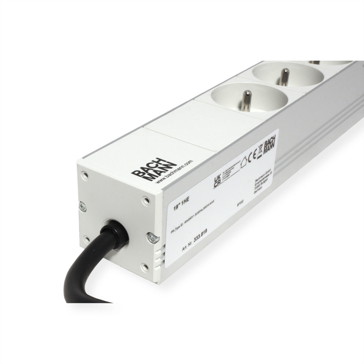 Bachmann Rack-PDU Basic, 8× UTE (CEE 7/5, Typ E), 1U horizontal