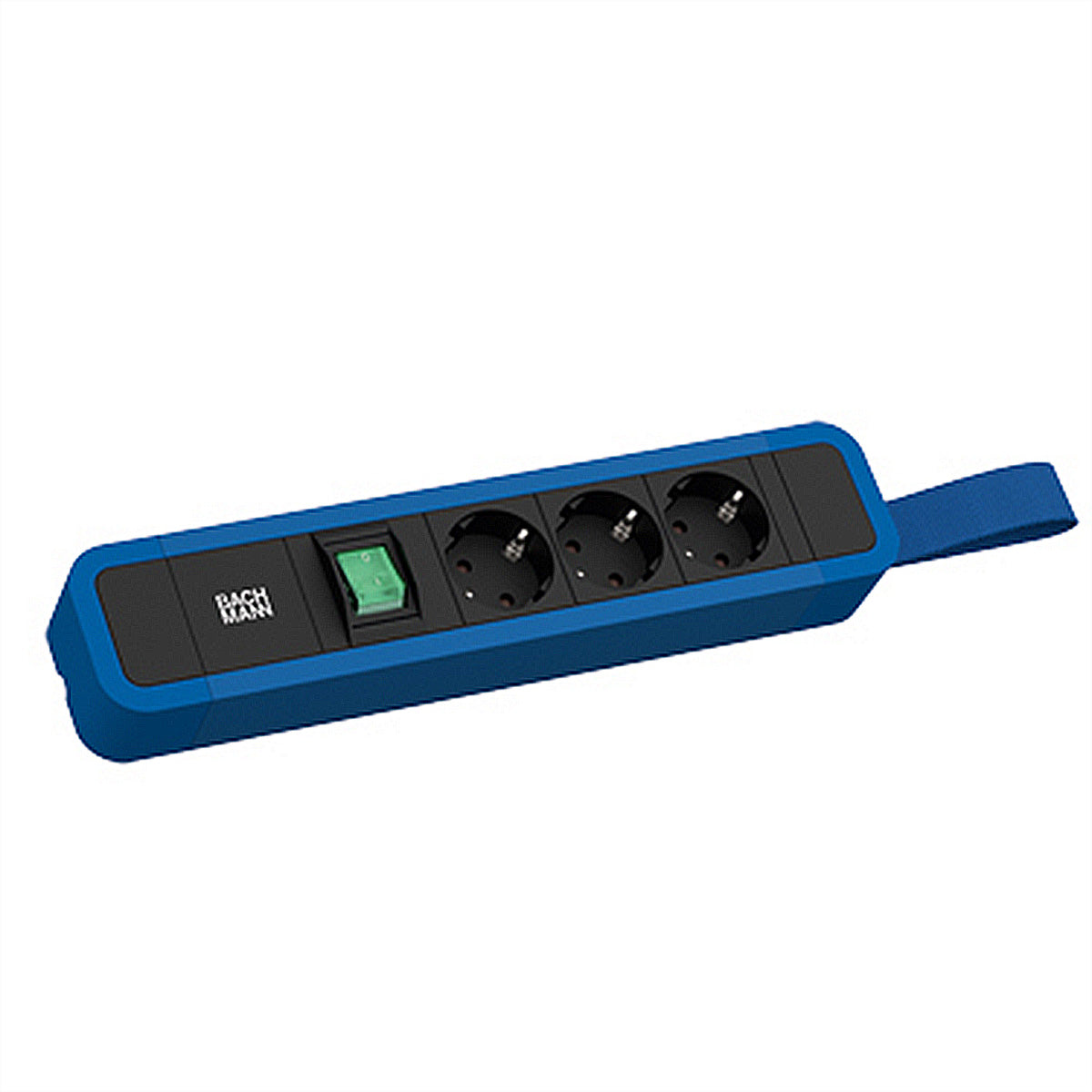 Bachmann PRIMO 2 Steckdosenleiste Schutzkontakt (Typ F)×3 – mit Schalter, 2 m Kabel, Blau