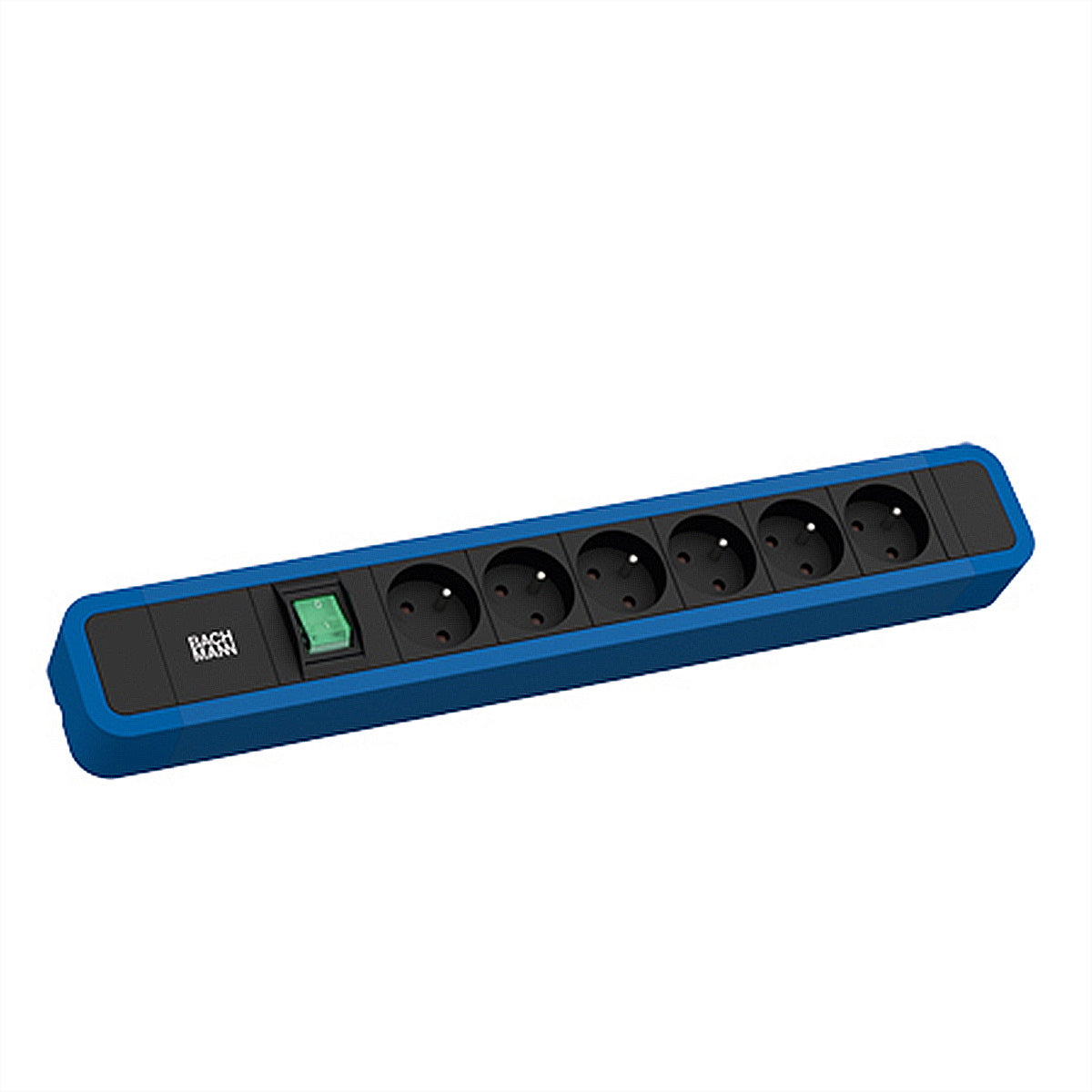 Bachmann PRIMO 2 Steckdosenleiste, 6×UTE, mit Schalter, 2 m, CEE 7/7 Eingang – Blau