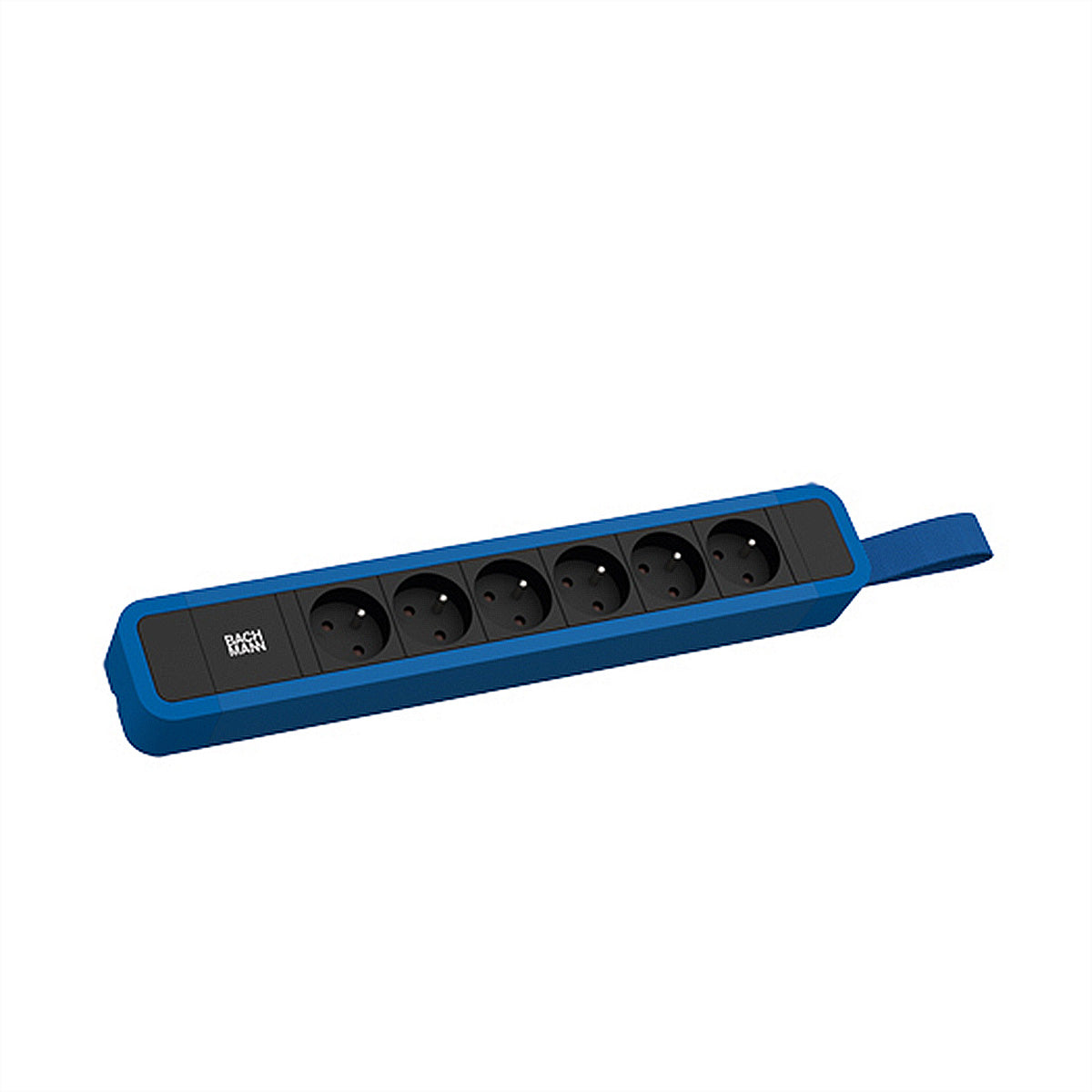 Bachmann PRIMO 2 – Steckdosenleiste, 6× UTE (CEE 7/5), mit Schlaufe, 2,0 m, Stecker CEE 7/7 (Typ E/F), Blau
