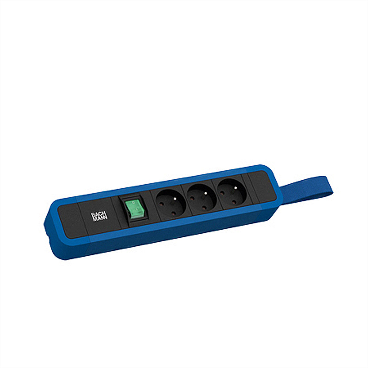 Bachmann PRIMO 2 Steckdosenleiste, 3×UTE, mit Schalter, 2 m, Eingang Schutzkontaktwinkelstecker – Blau