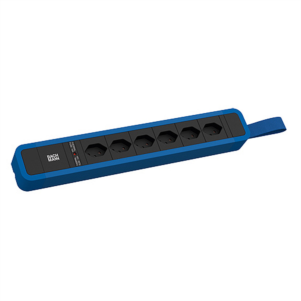 Bachmann PRIMO 2 Steckdosenleiste – 6× T13 (90°), 2 m, Enzianblau