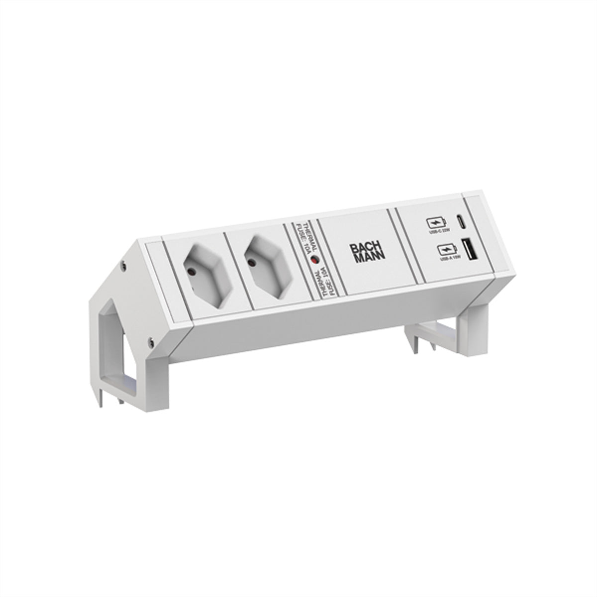 BACHMANN DESK2 Steckdoseneinheit – 2×T13, USB‑A/USB‑C 22 W, Tisch/Einbau, GST18 Stecker