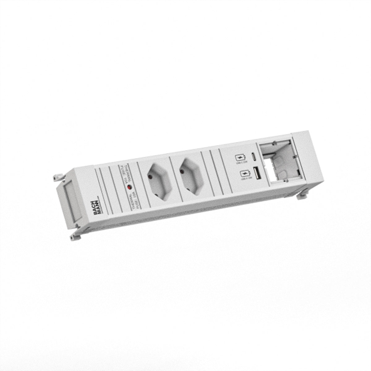 Bachmann POWER FRAME Steckdosenleiste – 2× T13, 2× USB‑A/C, 0,2 m, weiss