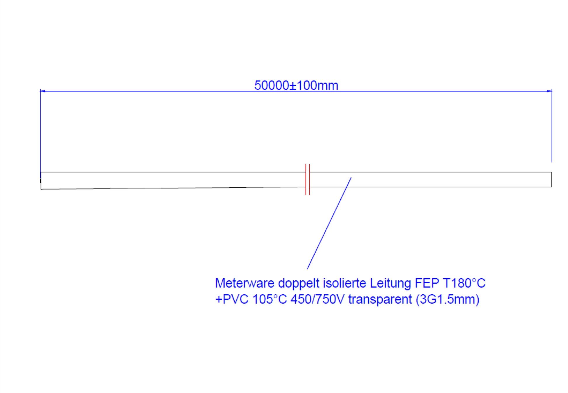 Bachmann Meterware Stromkabel – offenes Ende zu offenes Ende, 50 m, 3×1,5 mm², transparent