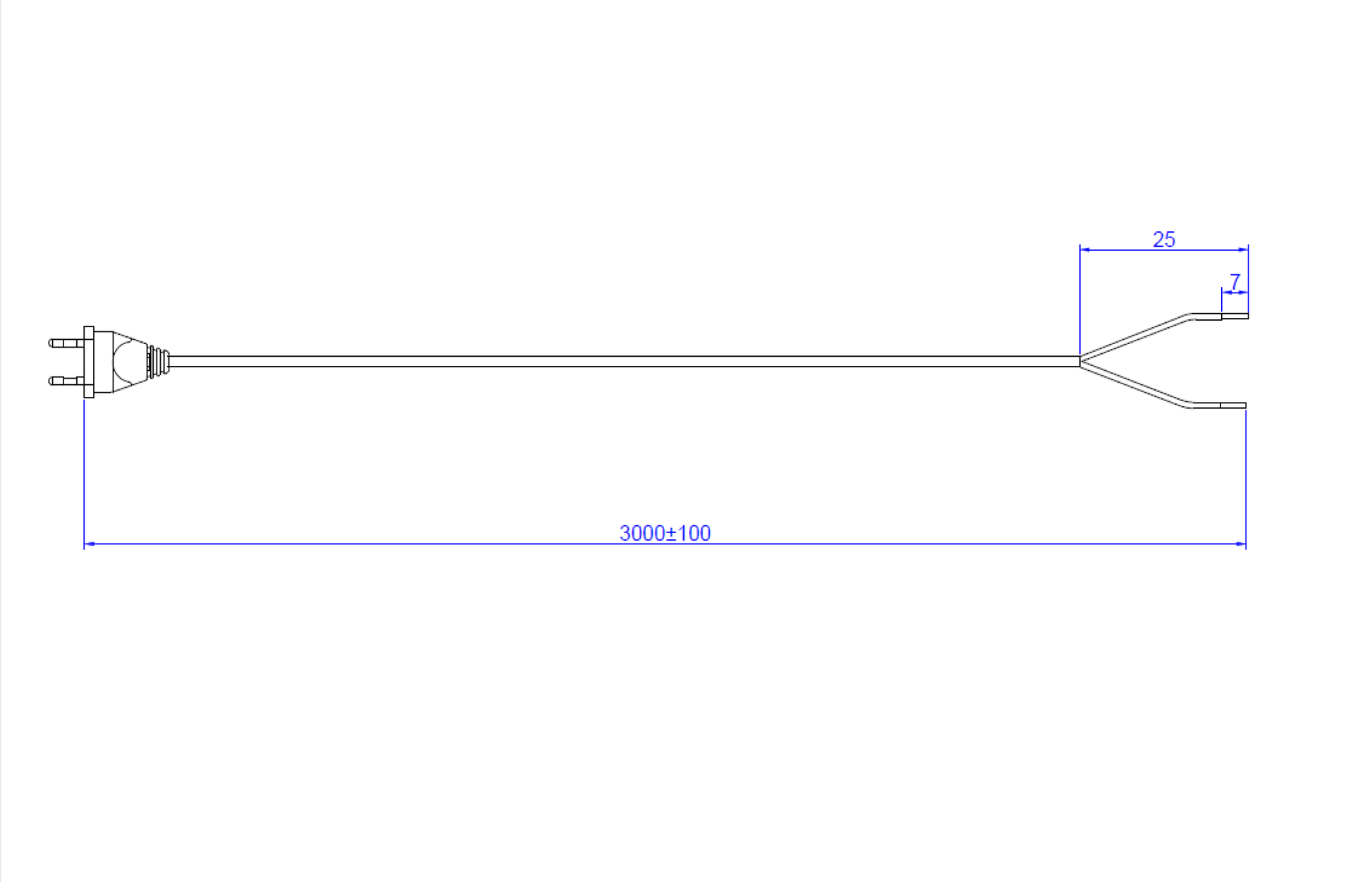 Bachmann Eurostecker (CEE 7/16) – Offenes Ende Stromkabel – 3 m, 2,5 A, 2×0,75 mm², Schwarz