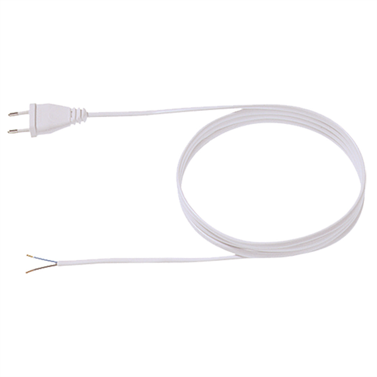 Bachmann Verlängerungskabel, Eurostecker – offenes Ende, 2 m, 2×0,75 mm², H03VVH2-F – Weiss