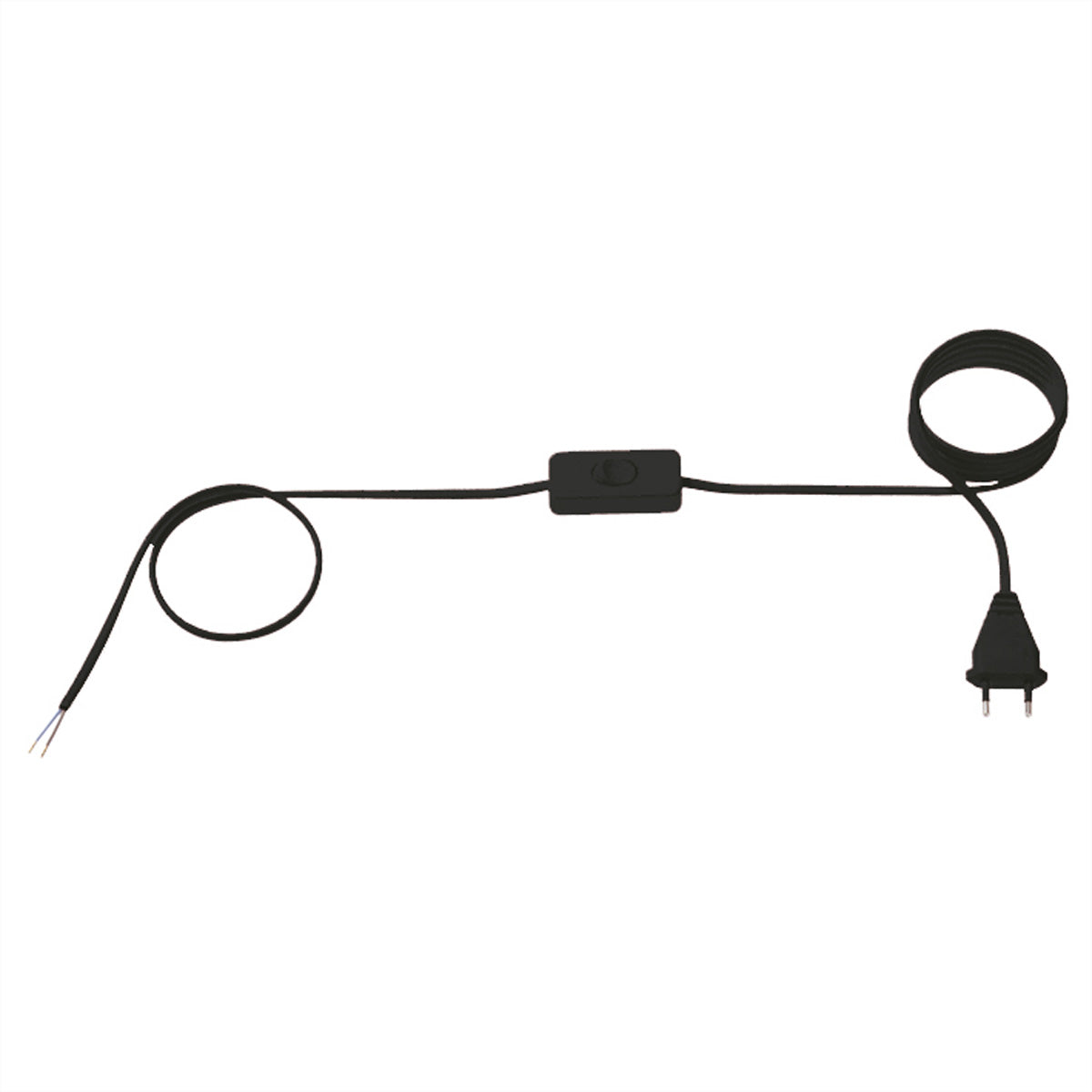 Bachmann Netzkabel – Eurostecker (CEE 7/16) – offenes Ende, 2×0,75 mm², 1,8 m, mit Schalter