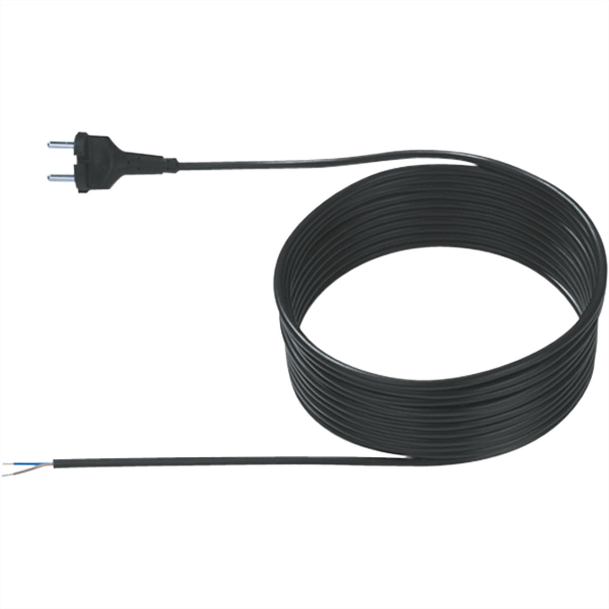 Bachmann Netzkabel – Konturenstecker (CEE 7/17) – offenes Ende, 10 m, 250 V/10 A, schwarz
