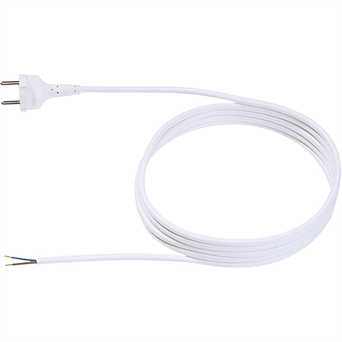 Bachmann Stromkabel – Konturenstecker (CEE 7/17) – Offenes Ende, H05VV-F 2×1,0 mm², 3 m, Weiss