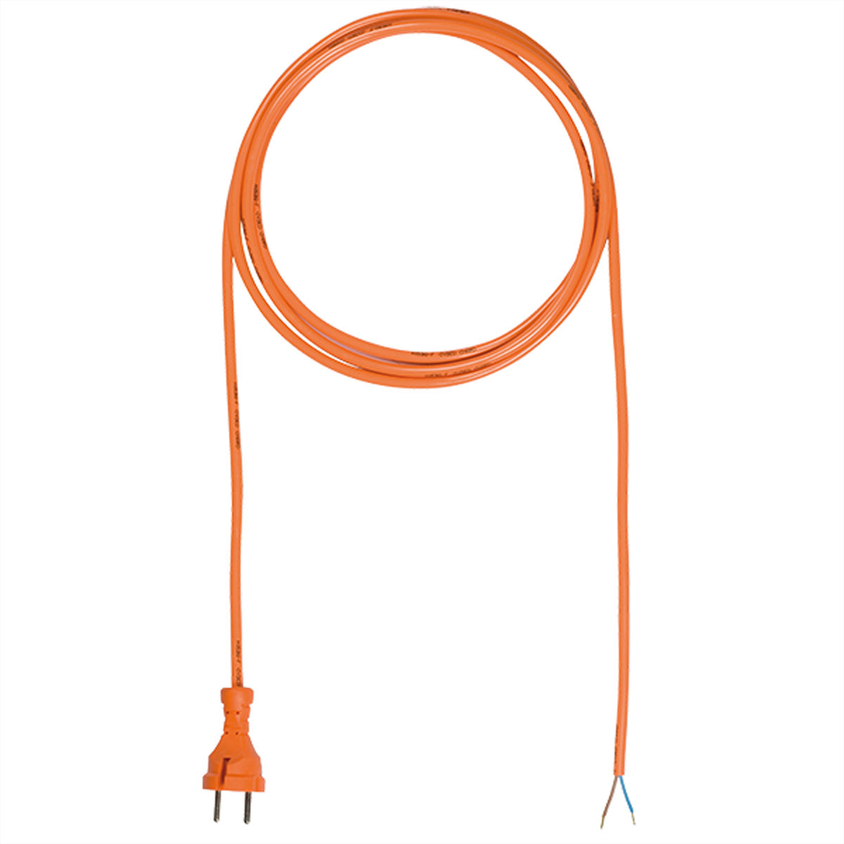 Bachmann PUR-Zuleitung Stromkabel – Konturenstecker (CEE 7/17) – offenes Ende, 5 m, 250 V/16 A, Orange