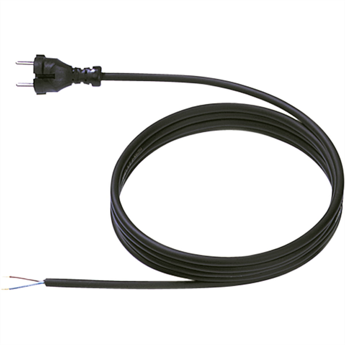 Bachmann Neopren H07RN-F Stromkabel – Konturenstecker CEE 7/17 – Offenes Ende, 3 m, 250 V/16 A, 2×1 mm², Schwarz