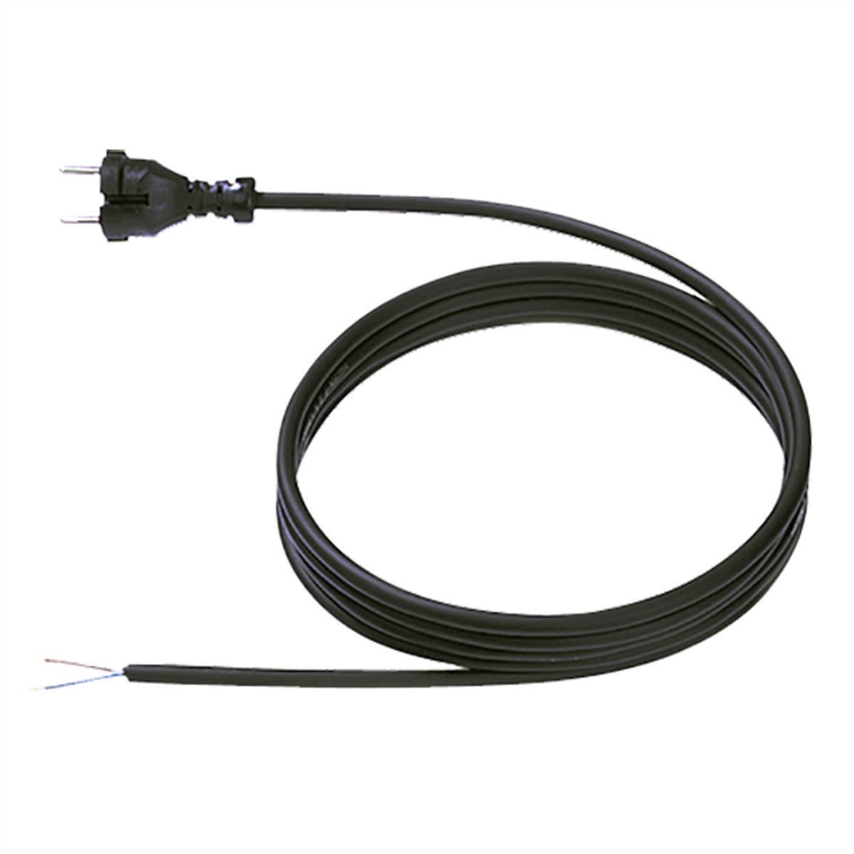 Bachmann Zuleitung Stromkabel – Konturenstecker (CEE 7/17) – Offenes Ende, 5 m, 2×1 mm², Neopren, Schwarz