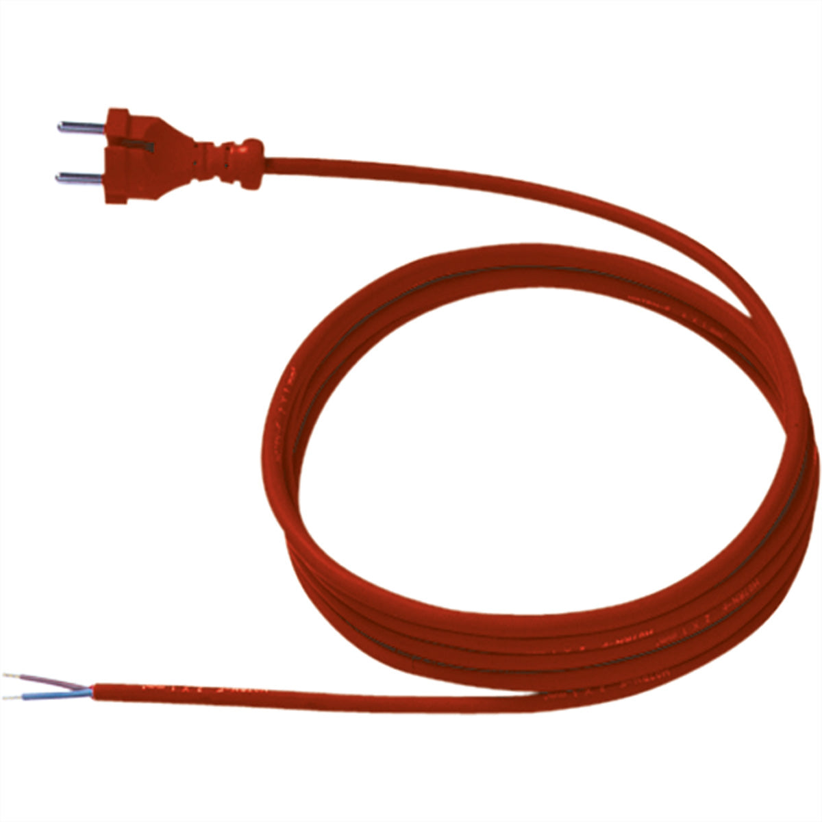 Bachmann Konturenstecker (CEE 7/17) – Offenes Ende Stromkabel – 3 m, H07RN-F 2×1,0 mm², Rot