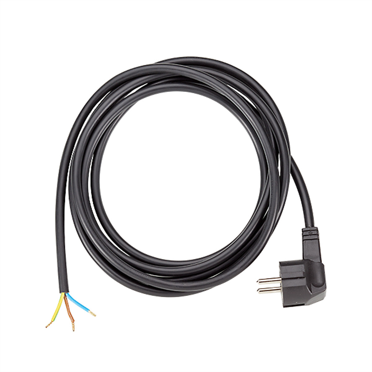 Bachmann Verlängerungskabel, Schutzkontakt (CEE 7/7) – offenes Ende, 3 m, 3×1,5 mm², abgewinkelt 90° – schwarz