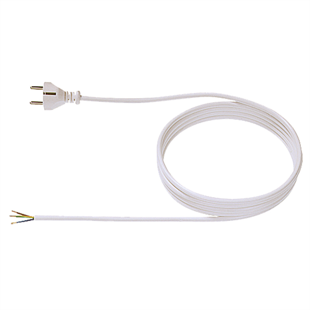 Bachmann Zuleitung H03VV-F Stromkabel – Schuko (CEE 7/7) – offenes Ende, 1,5 m, 3×0,75 mm², Weiss