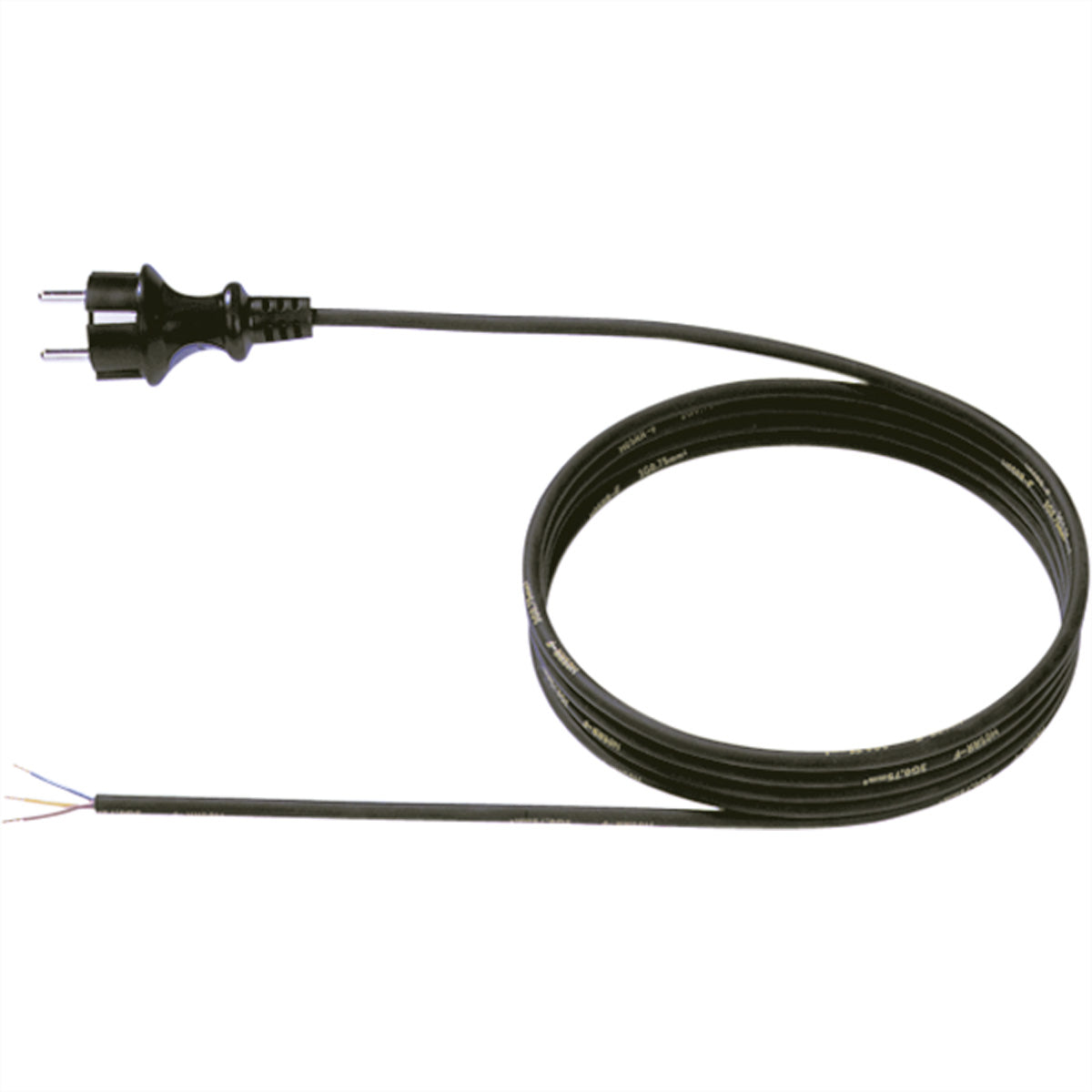 Bachmann Netzkabel – Schuko (CEE 7/7) – Offenes Ende, 3 m, 250 V/16 A, Schwarz