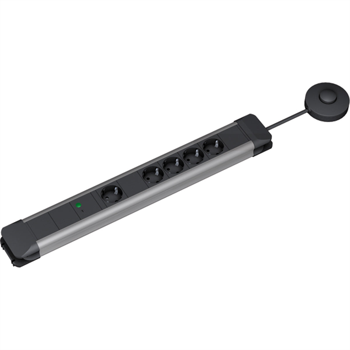 Bachmann CONNECTUS Steckdosenleiste 5× Schutzkontakt (1×Master, 4×Slave) – 2,0 m Kabel – Schwarz/Silber