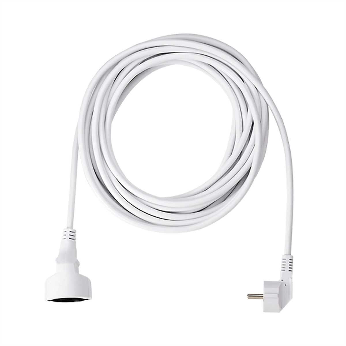 Bachmann Verlängerungskabel – Schuko (CEE 7/7, abgewinkelt) – Schuko (Typ F, gerade), 10 m, 3×1,5 mm², weiss
