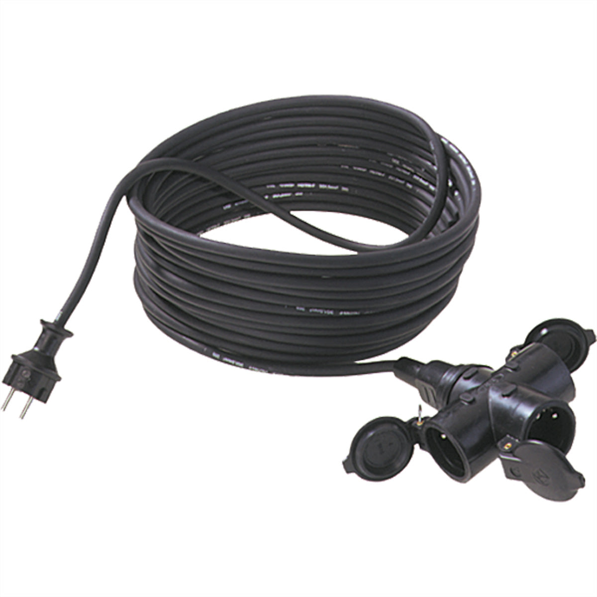 Bachmann Verlängerungskabel – Schuko (CEE 7/7)–Schuko (CEE 7/3), 10 m, IP44, 3×1,5 mm², H07RN‑F, schwarz