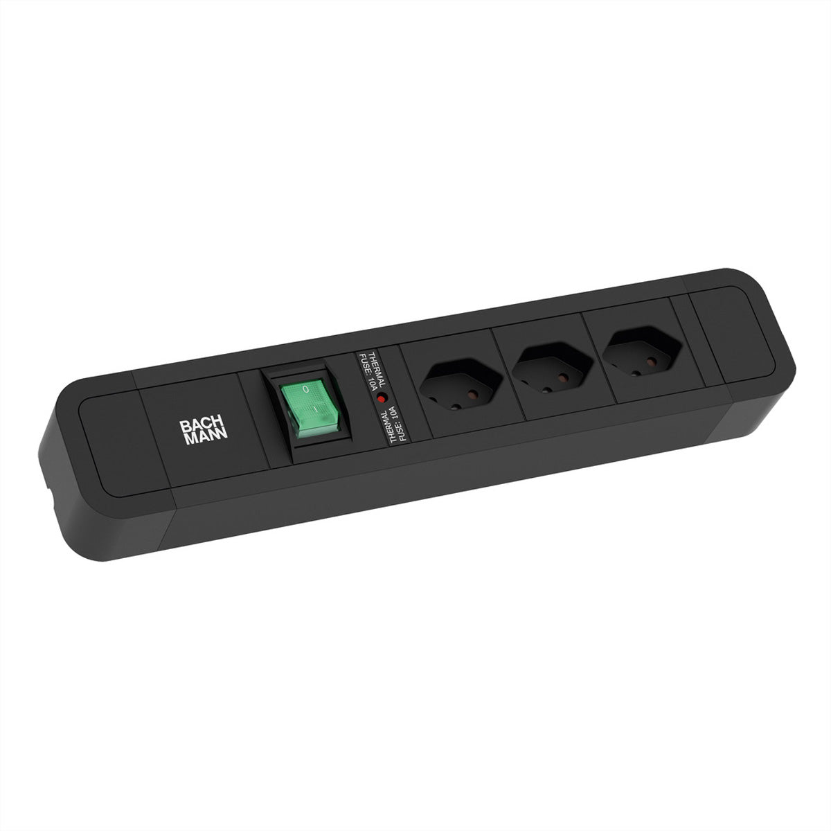 Bachmann Steckdosenleiste, 3×T13, mit Schalter, 2 m, Eingang T12 – Schwarz