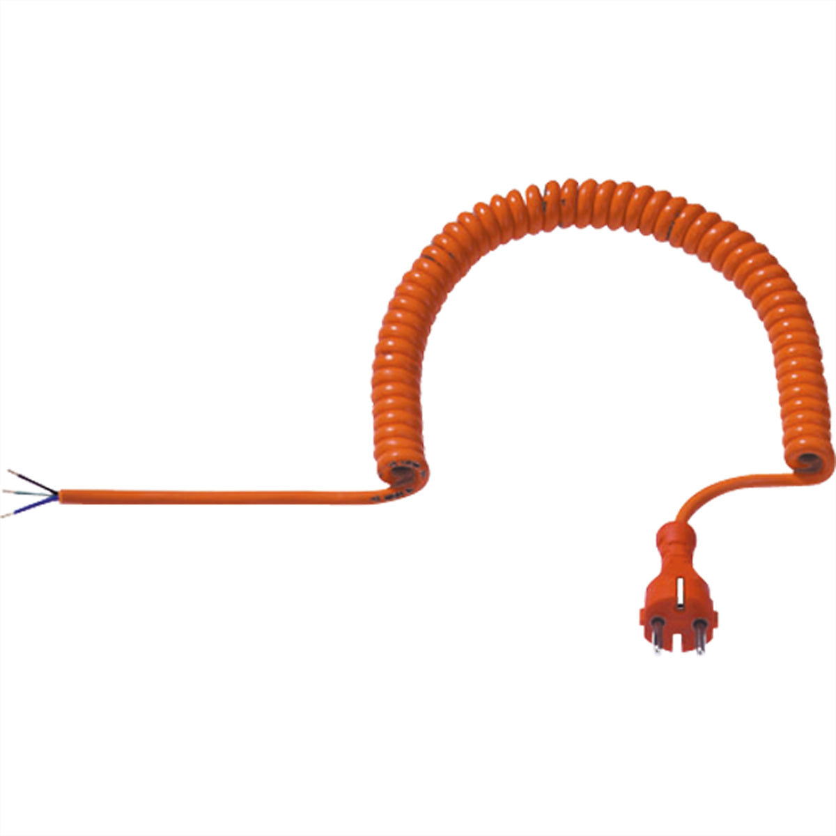 Bachmann Spiralkabel Stromkabel – Schuko (CEE 7/7) – Offenes Ende, 0,5–2,5 m, 250 V/16 A, 3×1,5 mm², Orange