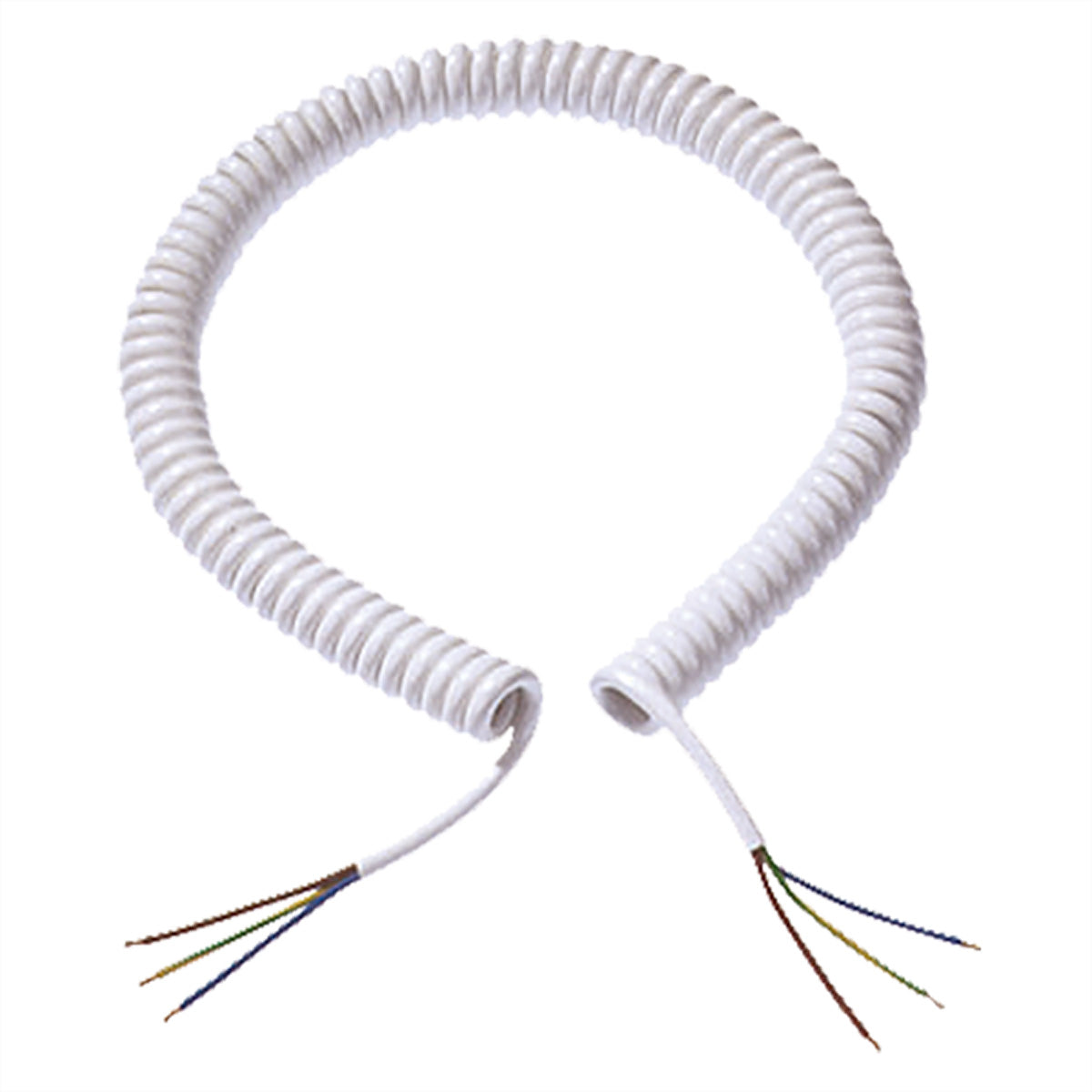 Bachmann LIY11Y-J Wendelleitung Stromkabel – offenes Ende bis offenes Ende, 5×1,5 mm², 2 m, PUR, Weiss