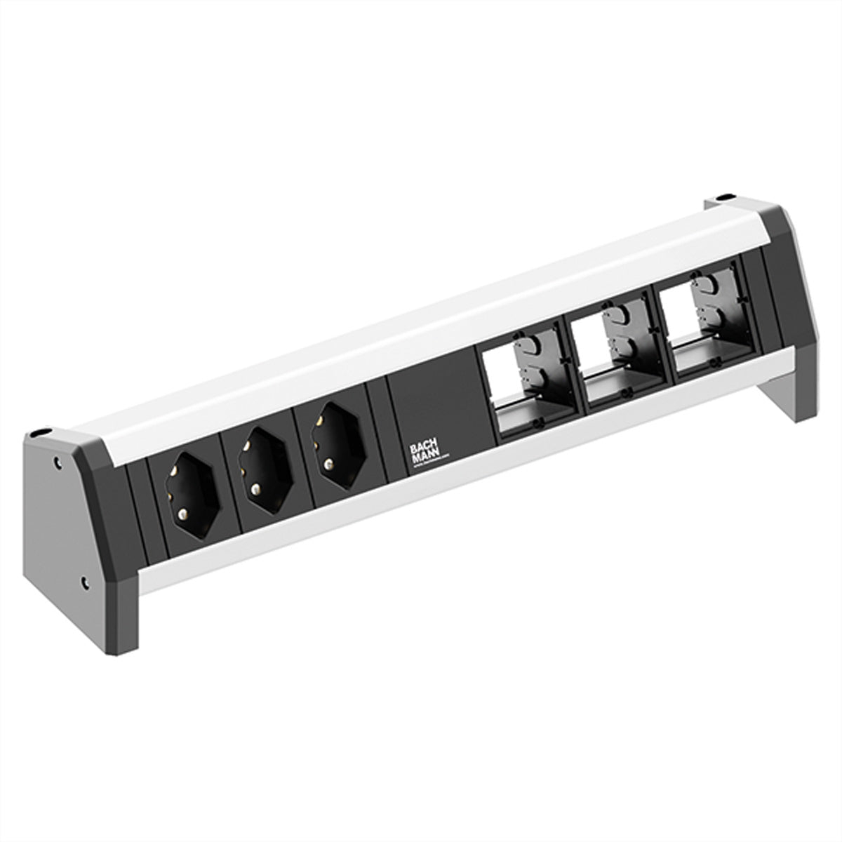 Bachmann DESK Steckdoseneinheit – 3×T13, Wieland GST18, Tisch, Aluminium, 16 A 230 V