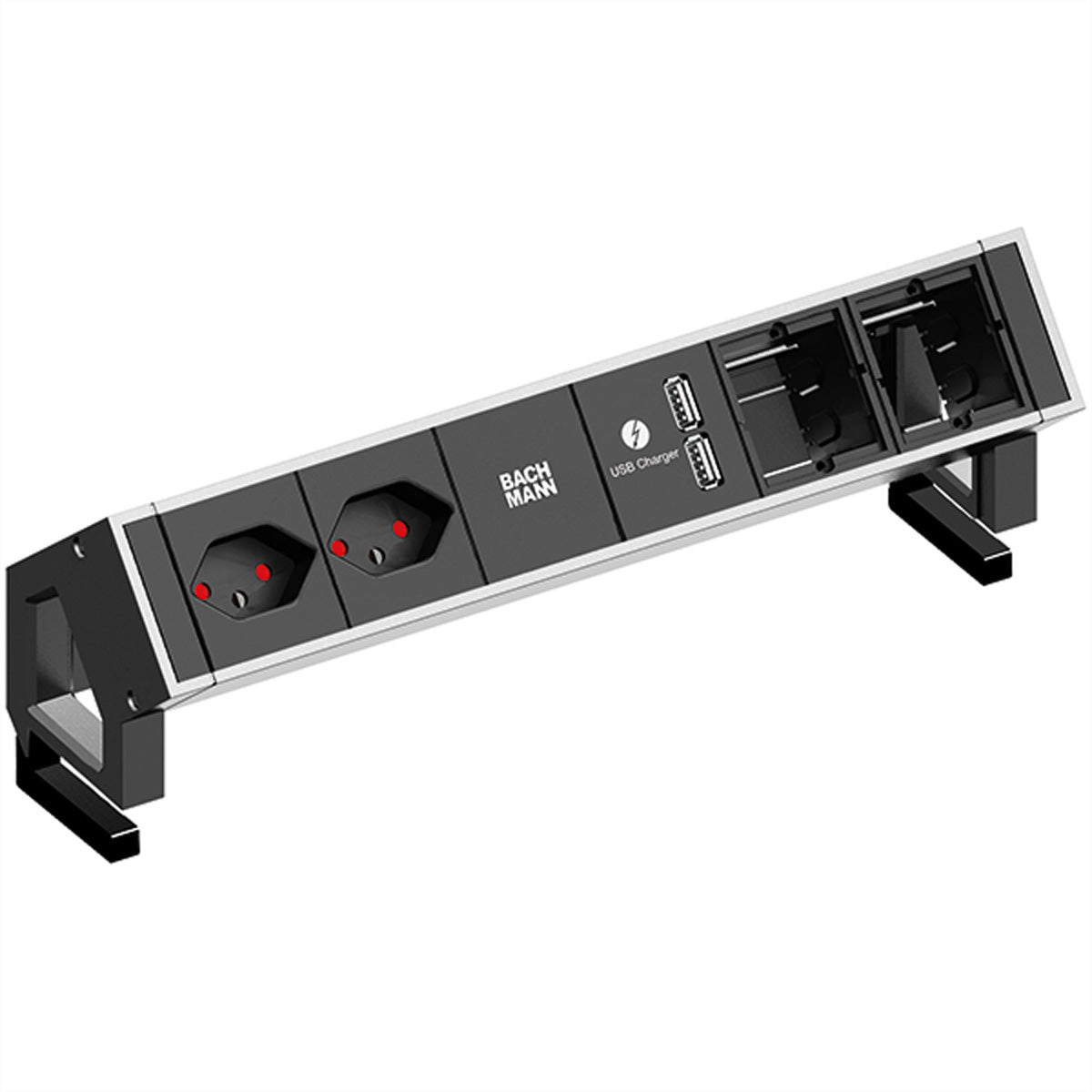 Bachmann DESK2 Steckdoseneinheit – 2×T13, 2×USB‑A 5 V/3,1 A, Tischaufbau, 0,2 m Kabel mit GST18i3