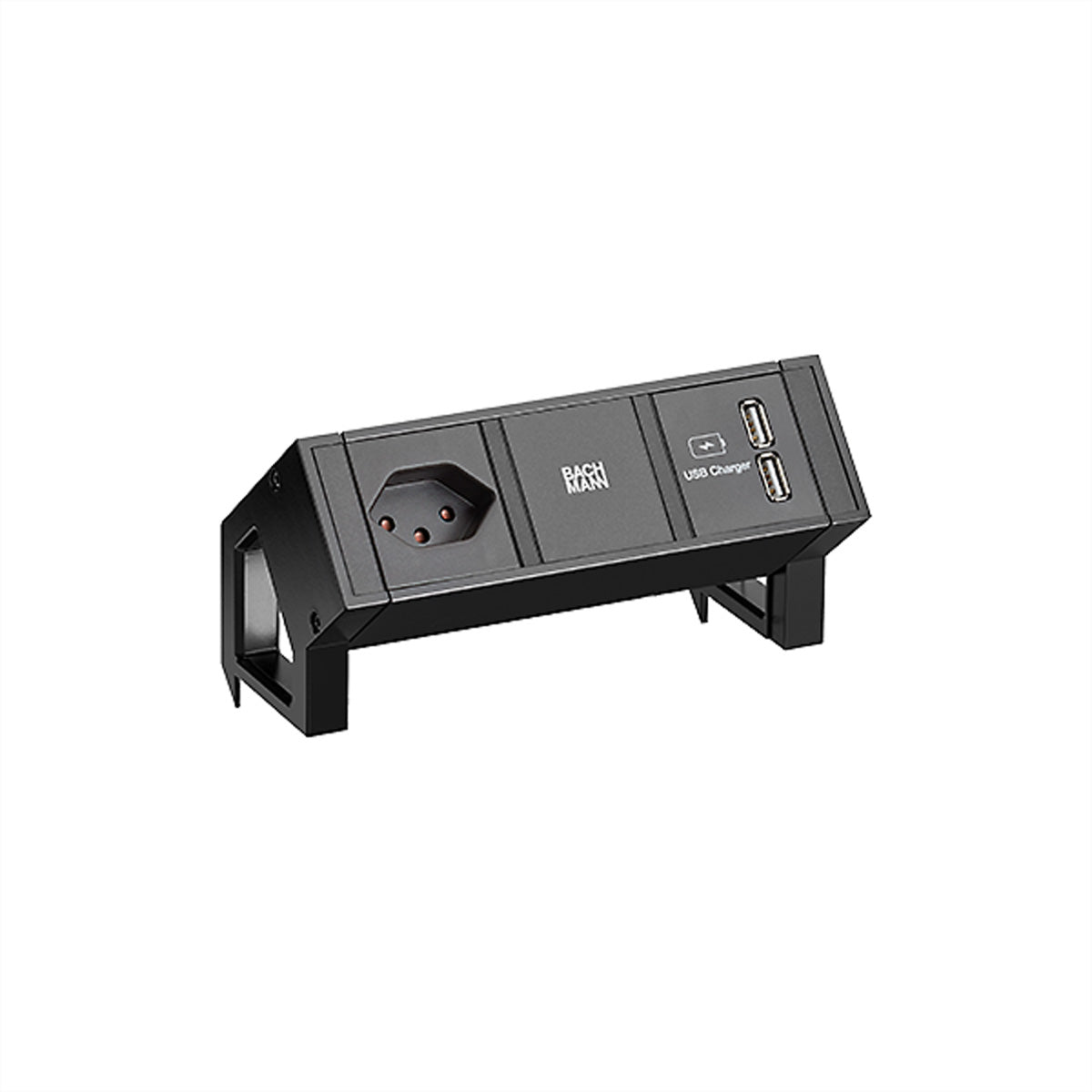 Bachmann DESK2 – Tischsteckdosenleiste, 1× T13, 2× USB, 0,2 m, Stecker GST18