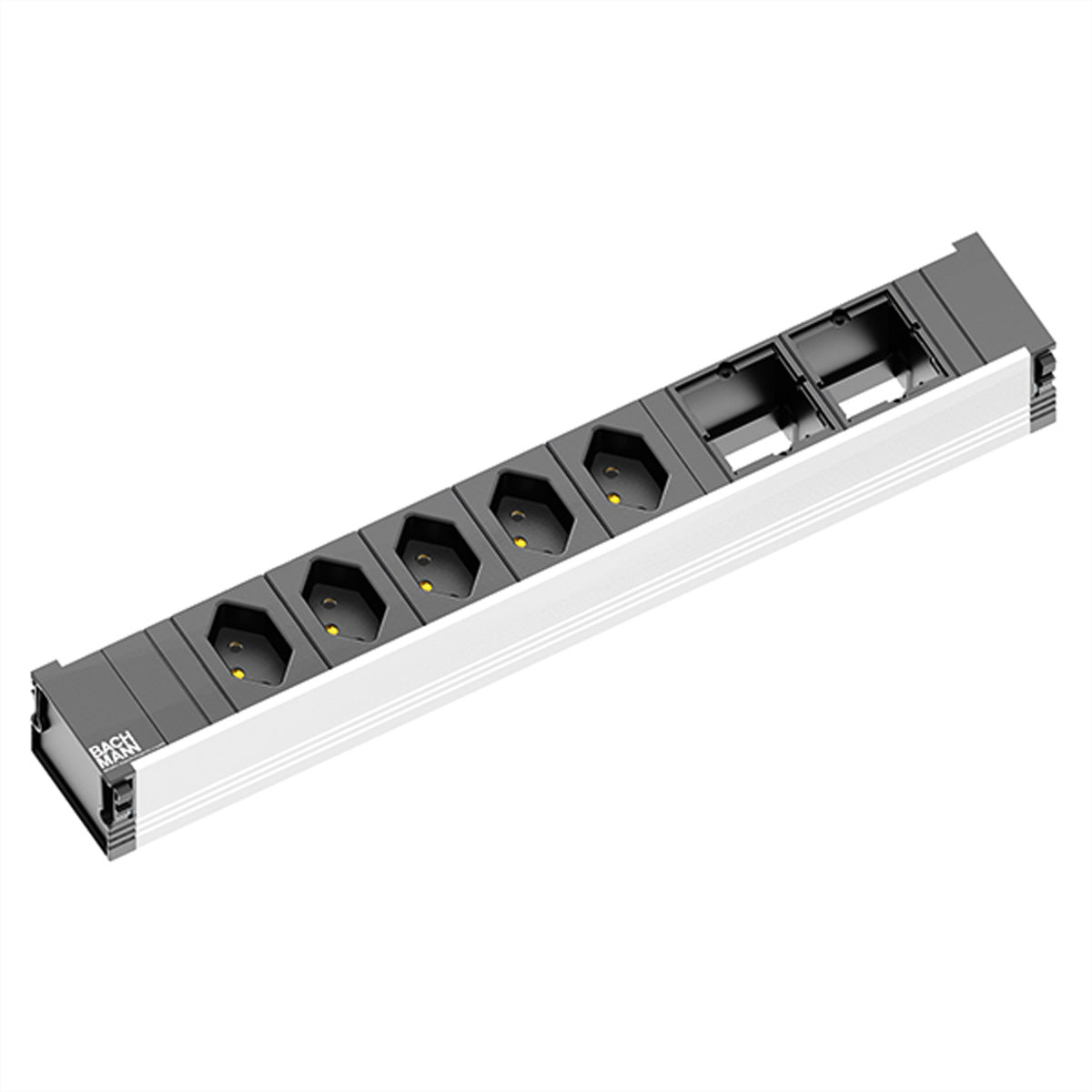 Bachmann CONI Einbau-Steckfeld 5× T13 (10 A) – Wieland GST18 Eingang – für Schweiz, Liechtenstein