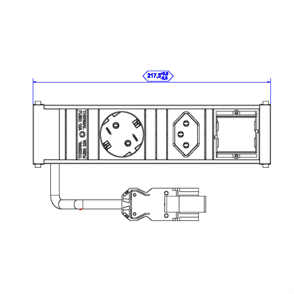 Bachmann CONI Einbau-Anschlussfeld, 1× Schuko (Typ F) + 1× T13, 0,2 m, Stecker GST18