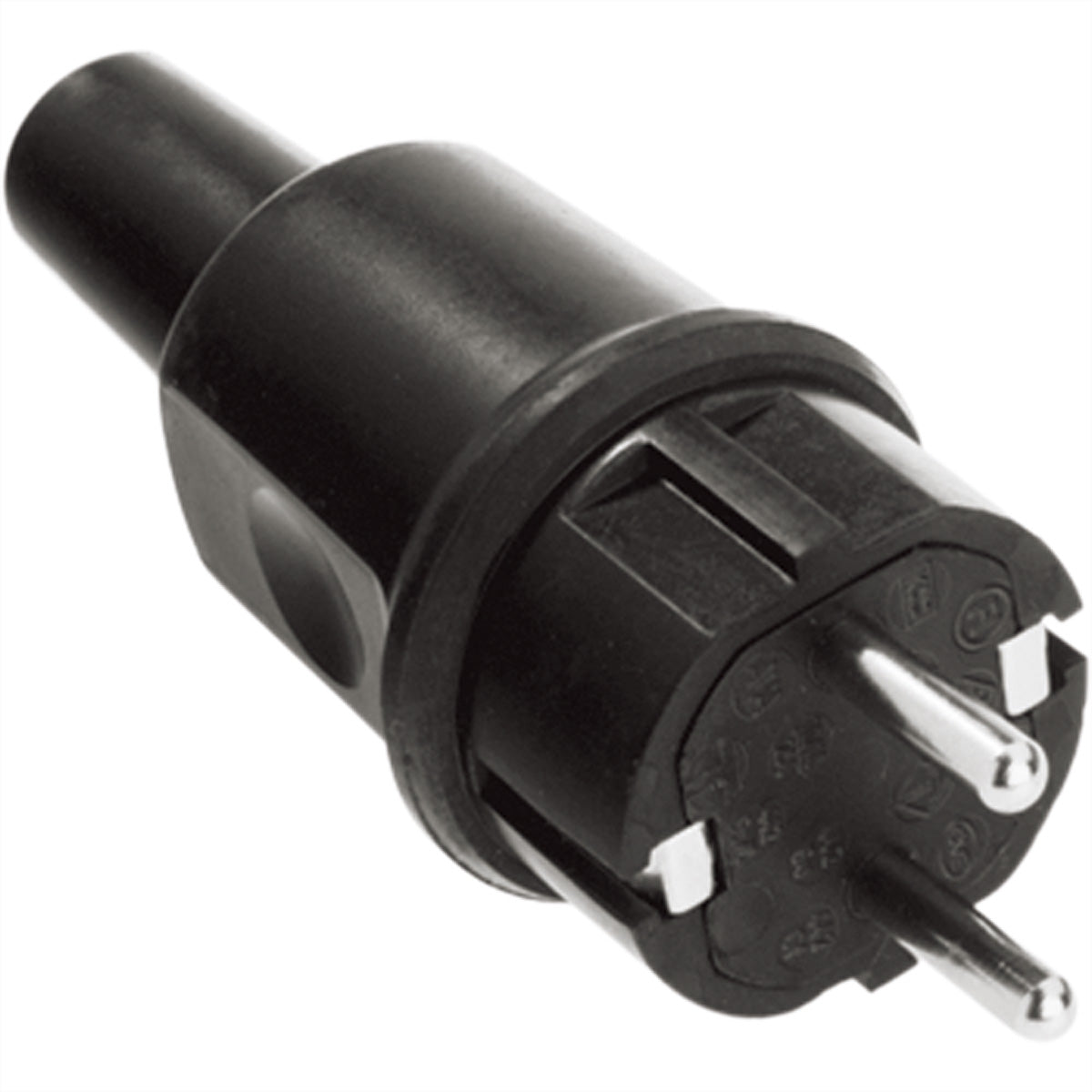 Bachmann Typ 442 Vollgummistecker – IP44, 16 A 250 V, für H07RN‑F 3G2,5 mm², 110×40×40 mm – schwarz