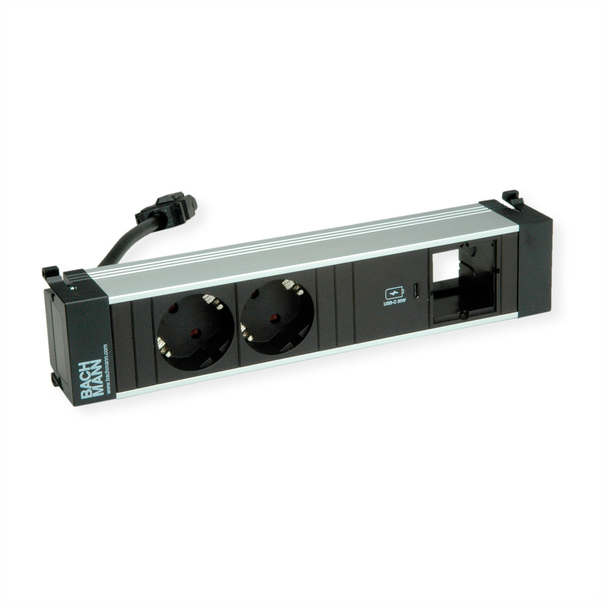 Bachmann Power Frame M Steckdosenleiste CEE7/3×2 – USB‑C×1, 30 W – 0,2 m Kabel