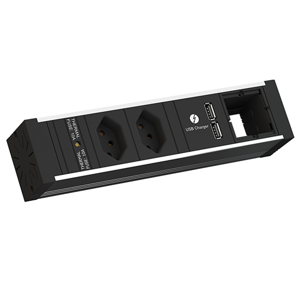 Bachmann VENID Einbausteckdosenleiste, 2×T13, 2×USB-Ladegerät, Einbau, Wieland GST18, 0,2 m – Schwarz