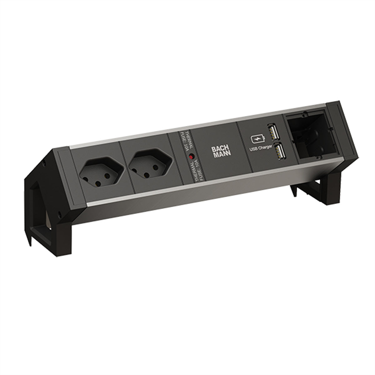 Bachmann DESK2 Steckdoseneinheit – 2×T13, 2×USB 15,5 W, Tisch/Einbau