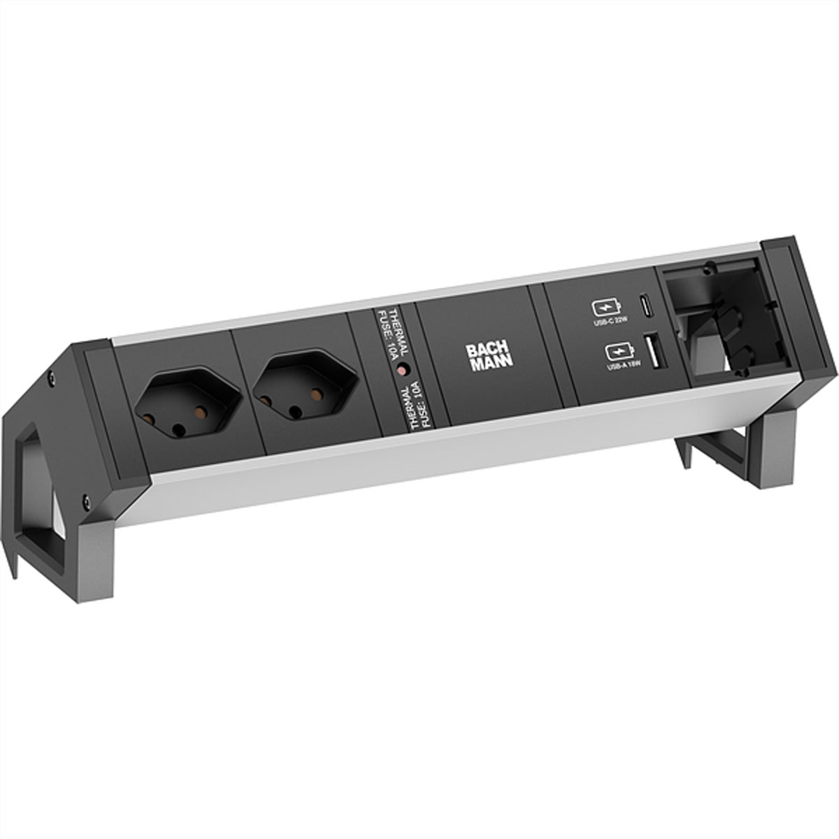 Bachmann DESK2 Steckdoseneinheit – 2×T13, USB-A/USB-C 22 W, Aufbau, 0,2 m, GST18