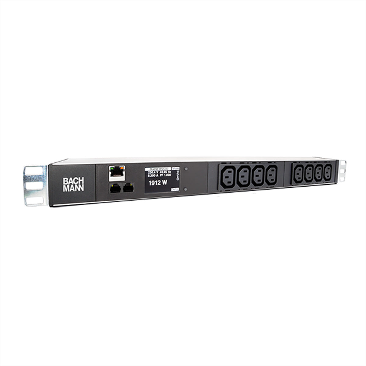 Bachmann BN2000 Rack-PDU Basic, 19" 1U, einphasig 16 A 230 V, 8×C13, Eingang CEE 7/7, 2 m – schwarz