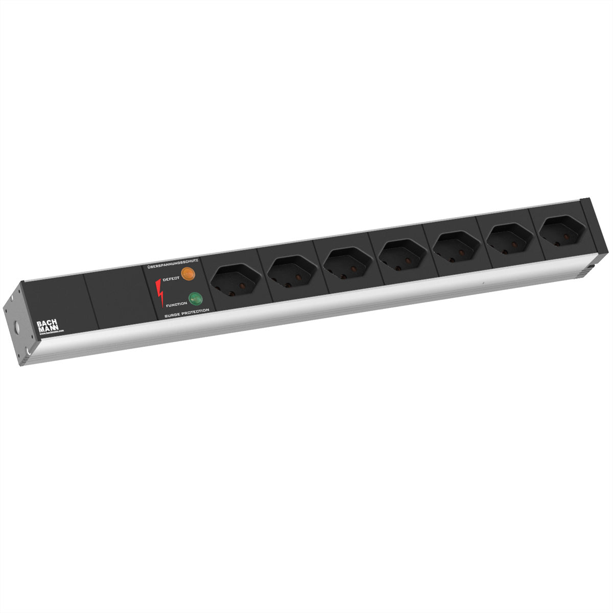 Bachmann BASIC Rack-PDU 19" 1U, 10 A, 7×T13, Eingang T12, 2 m – schwarz